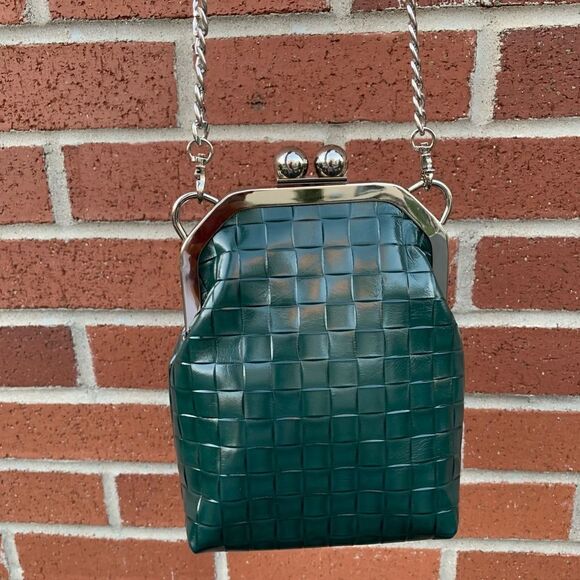 Handmade Genuine Embossed Leather Purse /Push Lock Crossbody/Shoulder bag - Picture 11 of 16